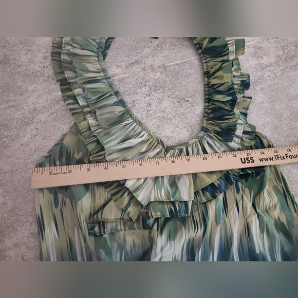 The Limited Halter ruffle Neck Blouse Blue Green small - Picture 6 of 7
